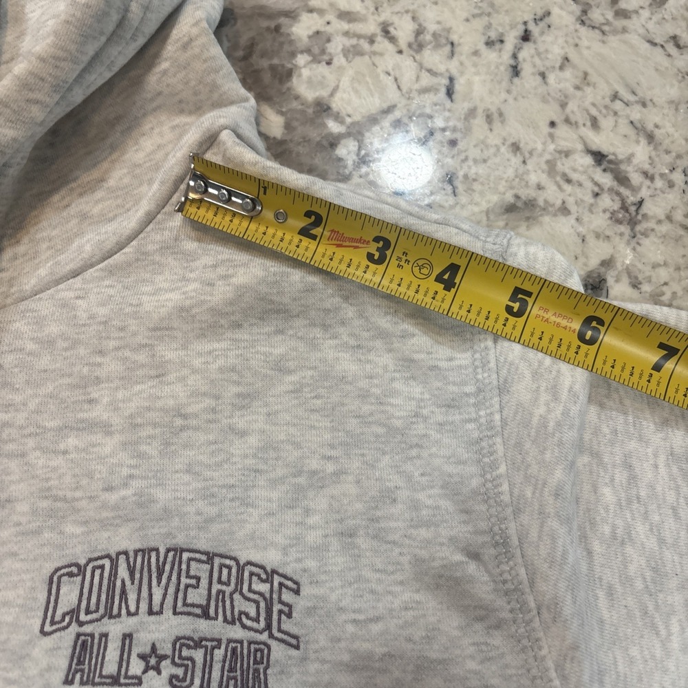 Converse Vintage Inspired Logo Fleece Mens Small Loose Fit Gray Hoodie NWT - Picture 7 of 16